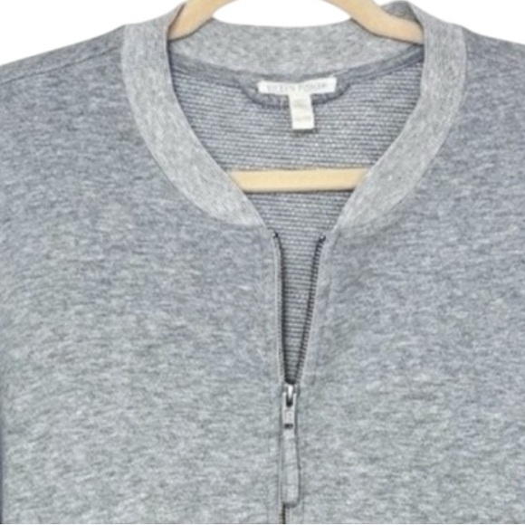 Eileen Fisher Gray Organic Cotton Knit 2 Way Zip Bomber Jacket X - Picture 6 of 13
